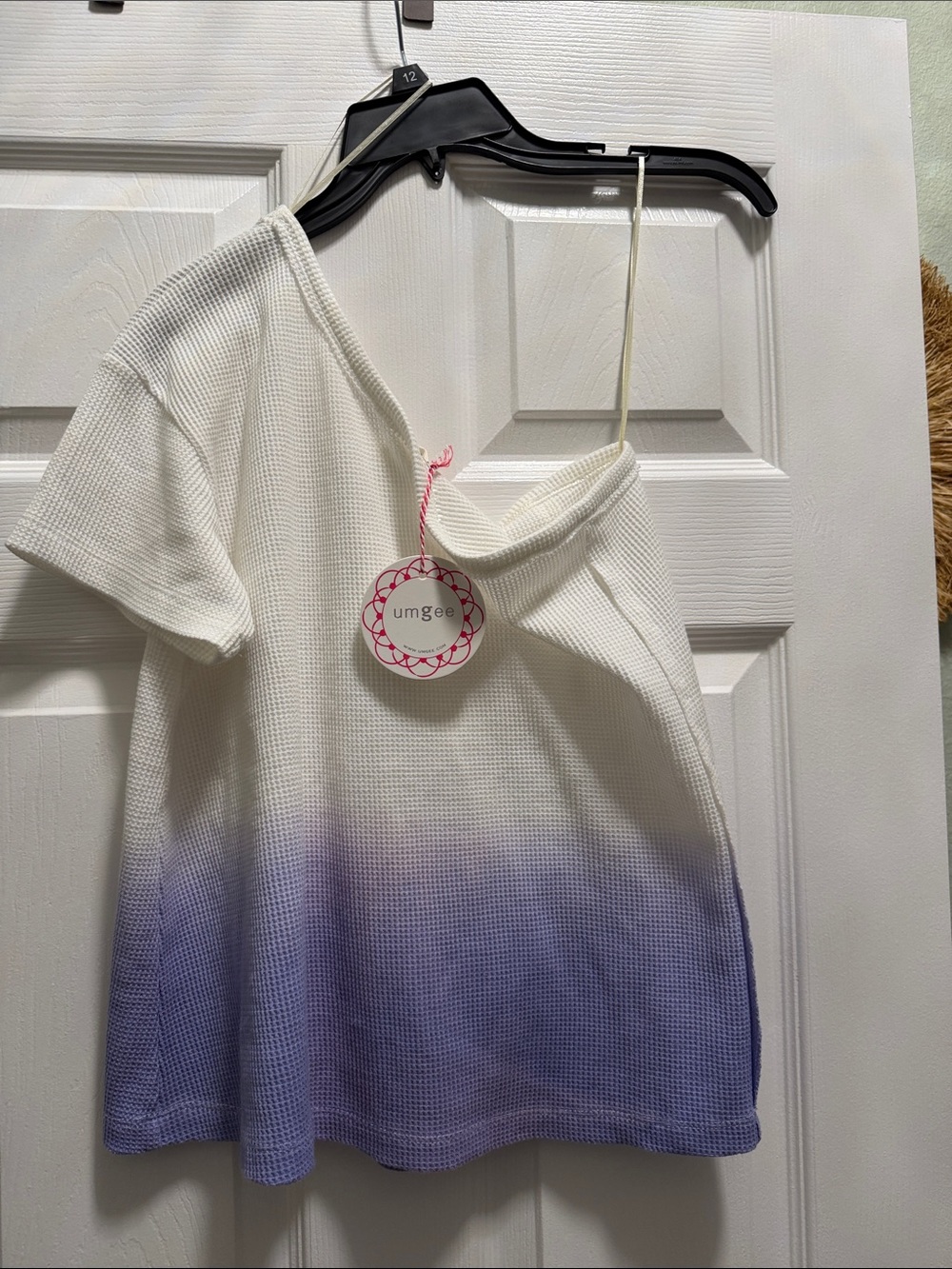 Umgee White to Lavender Ombre Waffle Knit Top